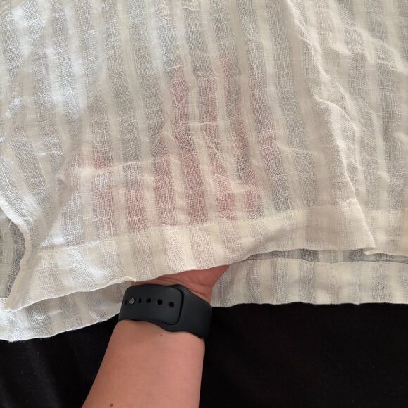 Like New Lightweight Linen Top - Size S, White Stripes - Picture 7 of 9